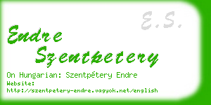 endre szentpetery business card